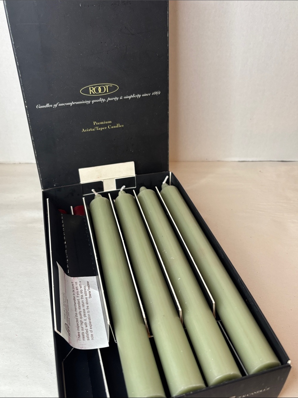 Root Premium Arista Taper Candles - Sage Green Set of 4